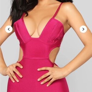 *NEW* Fuchsia Cut-Out Bandage Mini Dress